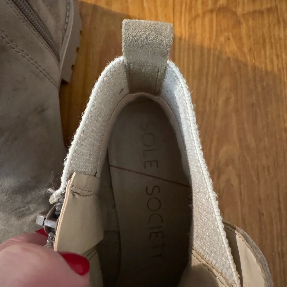 Tan Ankle Boots with Chunky Sole - Picture 5 of 5